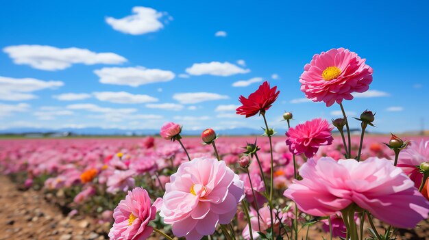 Un champ de fleurs colorées