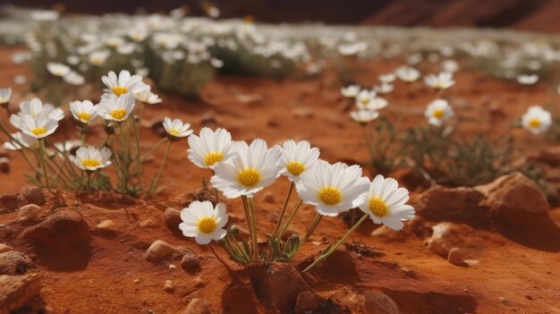 Un champ de fleurs dans le désert