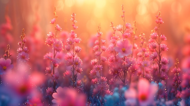 Un champ de fleurs dans l'herbe