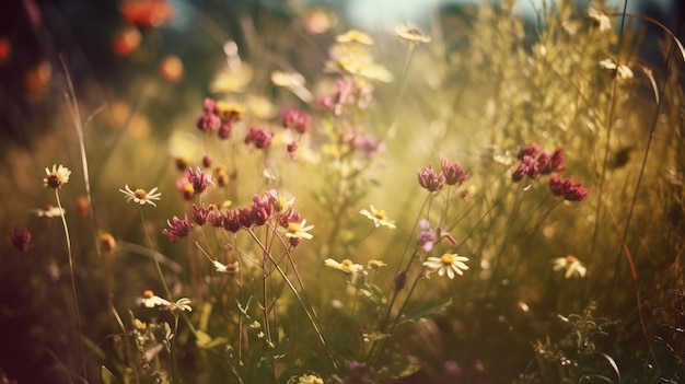 Un champ de fleurs en été