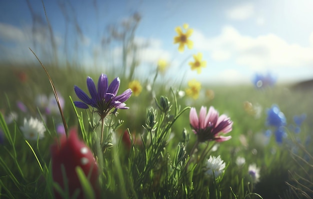 Un champ de fleurs en été