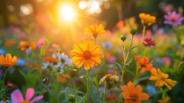 champ de fleurs fleurs dans le jardin