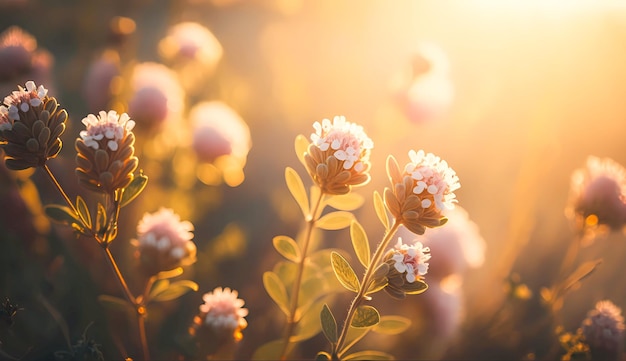 Champ de fleurs de jardin de campagne ensoleillée en été