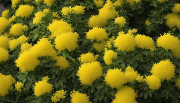 Photo un champ de fleurs jaunes avec un fond vert