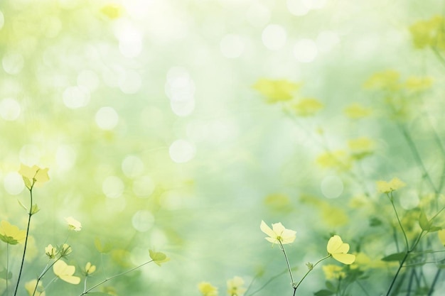 Photo un champ de fleurs jaunes avec le soleil qui brille à travers les feuilles.