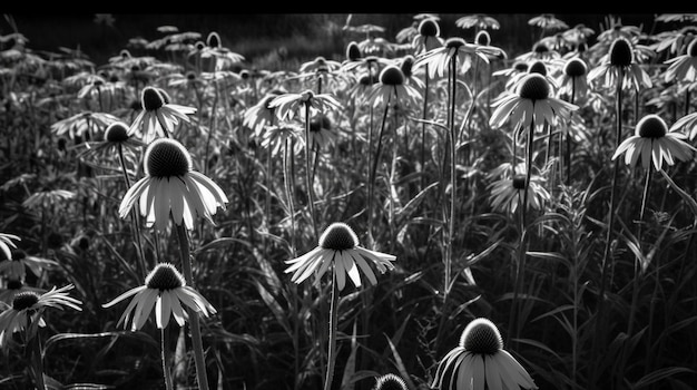 Un champ de fleurs avec le mot marguerite dessus