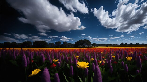 Photo un champ de fleurs de printemps colorées