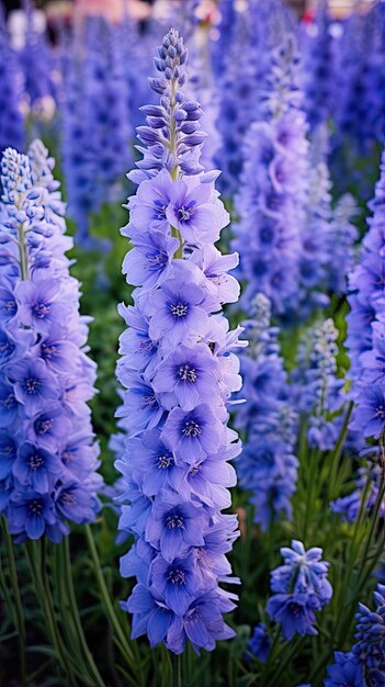 Photo un champ de fleurs violettes en fleurs