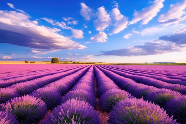 Un champ de fleurs violettes