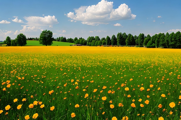 Un champ de fleurs