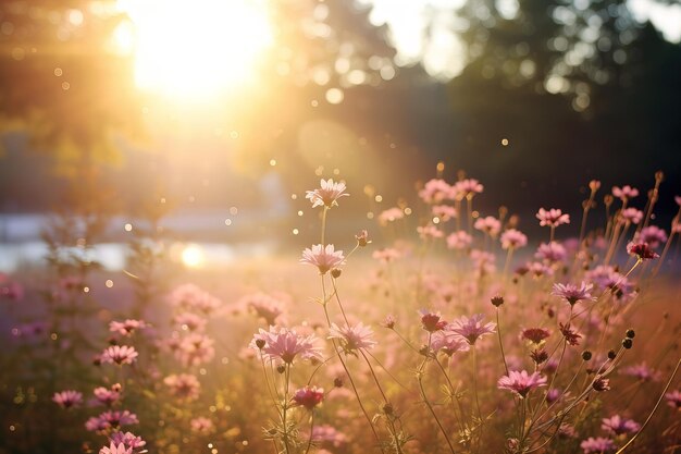 un champ de fleurs