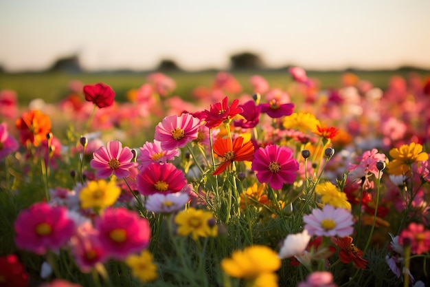 un champ de fleurs