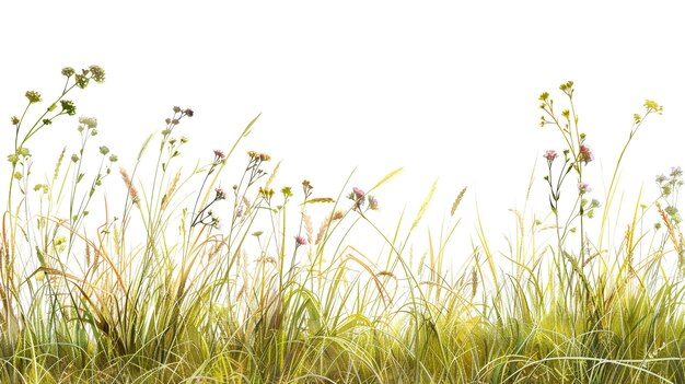 Photo un champ d'herbe avec des fleurs violettes dessus