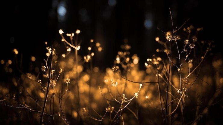 Un champ d'herbe avec la lumière qui brille dessus