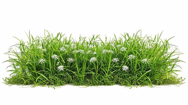 Photo un champ d'herbe avec des marguerites sur un fond blanc