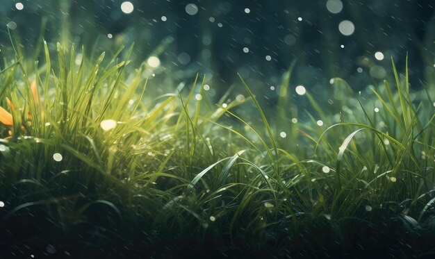 Champ d'herbe de printemps lumineux avec un fond de bokeh ensoleillé Belle prairie avec de l'herbe fraîche