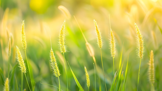 Un champ d'herbe sous une brise douce évoquant la sérénité et le calme.