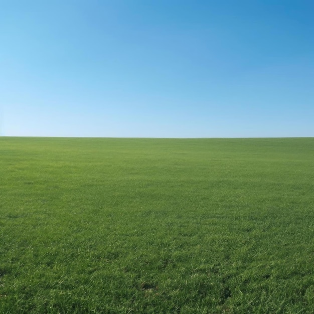 Champ d'herbe verte et ciel bleu en arrière-plan avec espace de copie