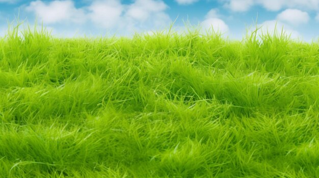 Photo un champ d'herbe verte sous un ciel bleu