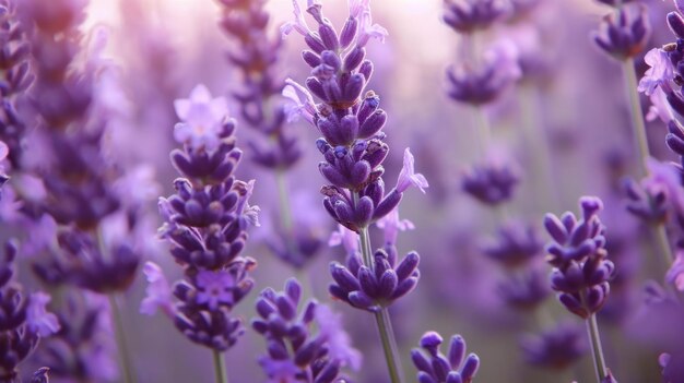 Un champ de lavande au soleil Des fleurs de lavande en gros plan