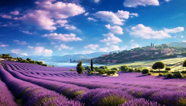 Champ de lavande en fleurs en Provence, France Arrière-plan de la nature