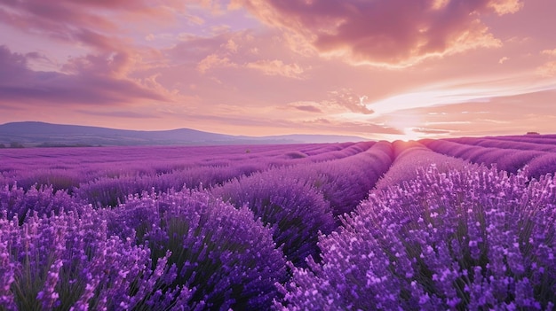 Un champ de lavande à la lumière du soleil