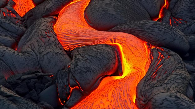 Photo un champ de lave est éclairé par le soleil