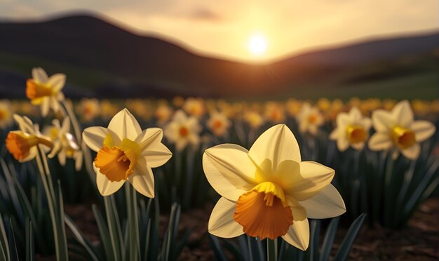 Un champ de narcisse en fleurs