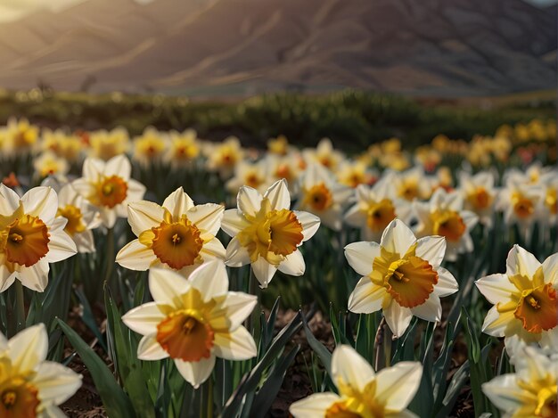 Un champ de narcisse en fleurs