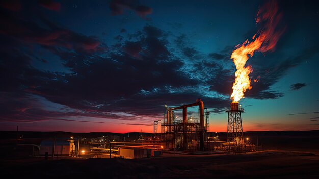 Champ de production de pétrole et de gaz