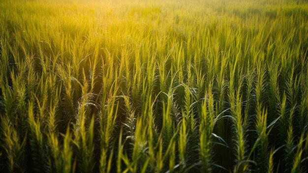 Un champ de riz à la lumière du soleil