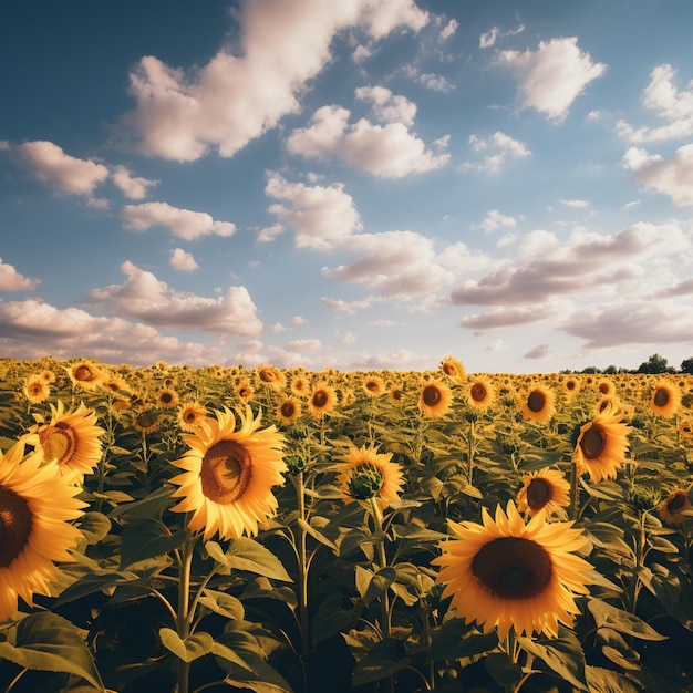 Photo champ de tournesol en été généré par l'ia