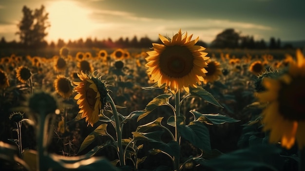 Champ de tournesol Génératif Ai