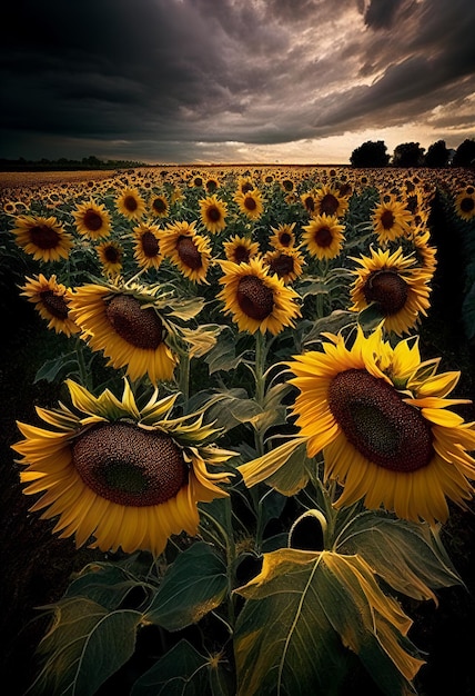 Champ de tournesol lumineux généré par l'IA