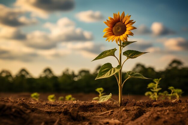 Un champ et un tournesol