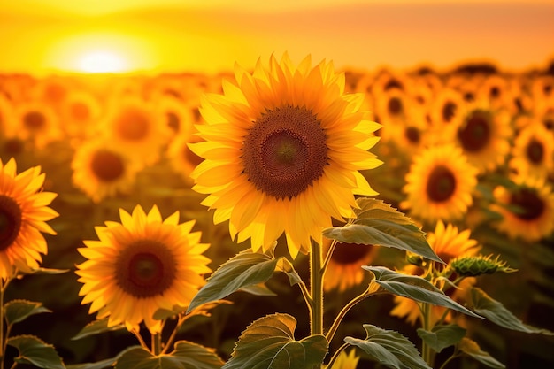 champ de tournesols génératif Ai