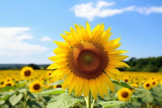 Champ de tournesols à la lumière du jour IA générative