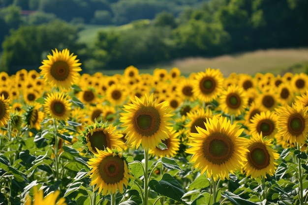 Un champ de tournesols se balançant dans la brise