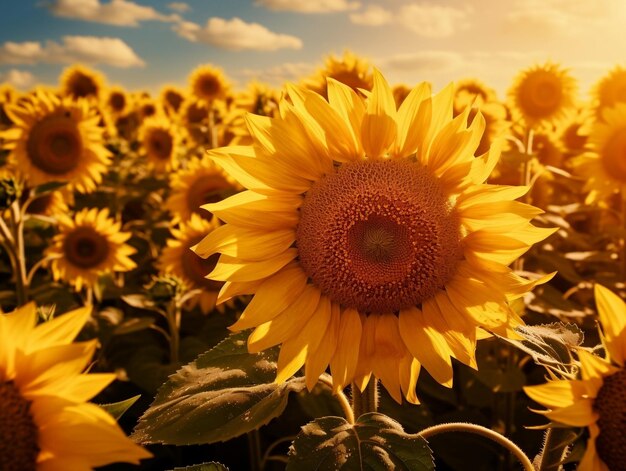 Le champ de tournesols