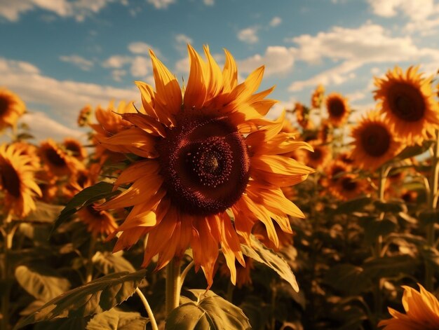 Le champ de tournesols