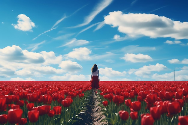 Le champ de tulipes aux Pays-Bas ou en Hollande