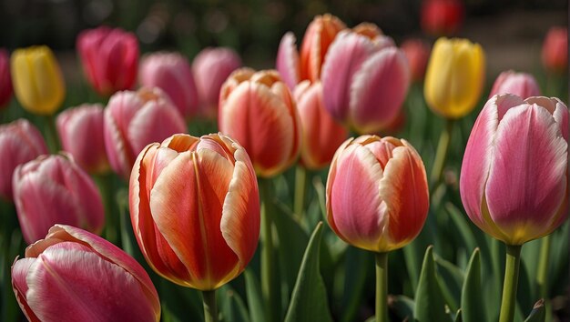 Photo un champ de tulipes avec le mot tulipes en bas