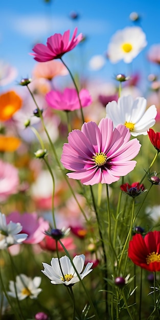 Photo un champ vibrant de fleurs sauvages les fleurs