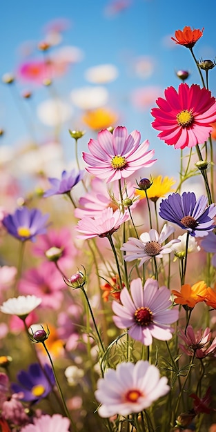 Photo un champ vibrant de fleurs sauvages les fleurs