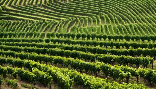 Photo un champ de vignes avec des rangées de vignes vertes