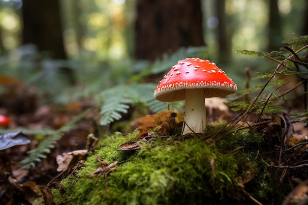 Champignon Agaric de la mouche de la forêt Ai