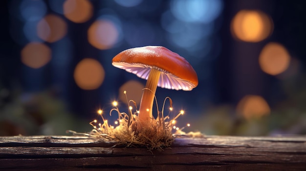 Champignon sur bois Belle plante à haut contraste