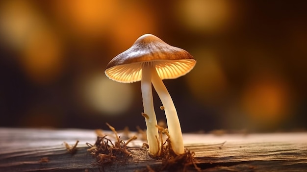 Champignon sur bois Belle plante à haut contraste