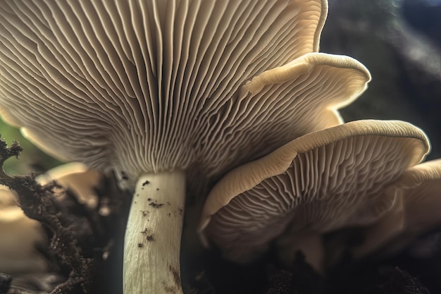 Champignon boletus abstrait gros champignon avec des plaques de champignons image en gros plan IA générée