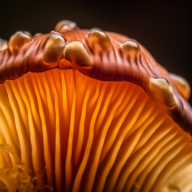 Un champignon avec un chapeau rouge et un chapeau brun